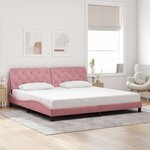 vidaXL Cadre de lit avec LED sans matelas rose 200x200 cm velours