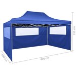 vidaXL Tente de réception pliable avec 3 parois 3x4 m Acier Bleu