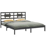 vidaXL Cadre de lit sans matelas gris 200x200 cm bois massif