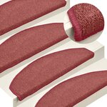 vidaXL Tapis d'escalier 30 pièces 65 x 24 x 4 cm Bordeaux Demi-rond Grand