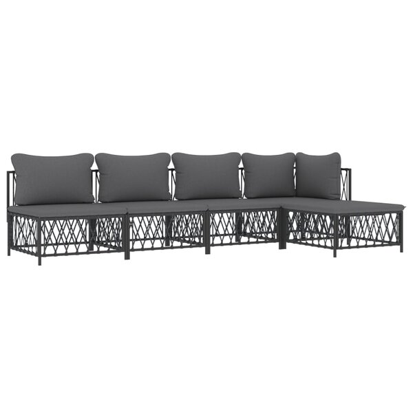 Salon de jardin meuble d'extérieur ensemble de mobilier avec coussins 5 pièces anthracite acier 02_0018296