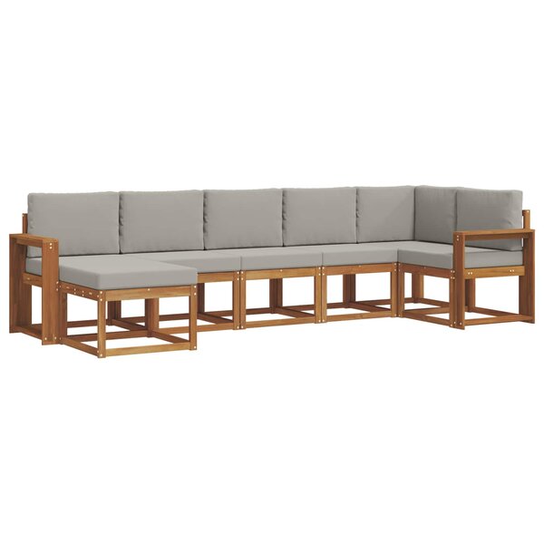 vidaXL Ensemble de canapés d'extérieur 7 pc Gris Naturel et Clair