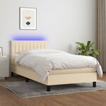 vidaXL Sommier à lattes de lit avec matelas LED Crème 90x200 cm Tissu
