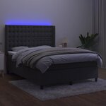 vidaXL Sommier à lattes de lit matelas et LED Gris foncé 140x190 cm
