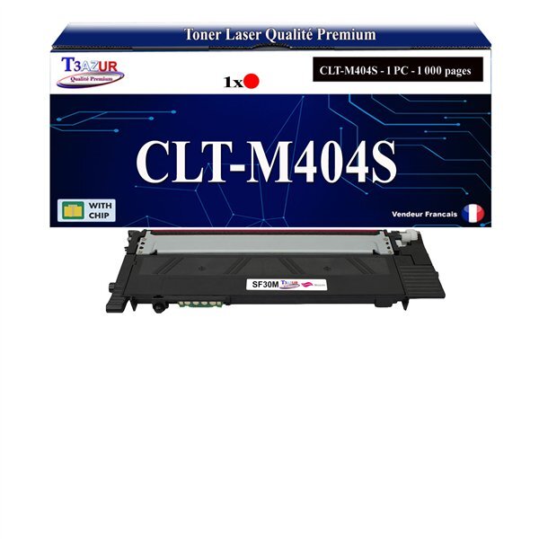 T3AZUR - Toner compatible avec Samsung CLT-M404 pour Samsung Xpress C430 C430W C480 C480FN C480FW C480W C483W - Magenta