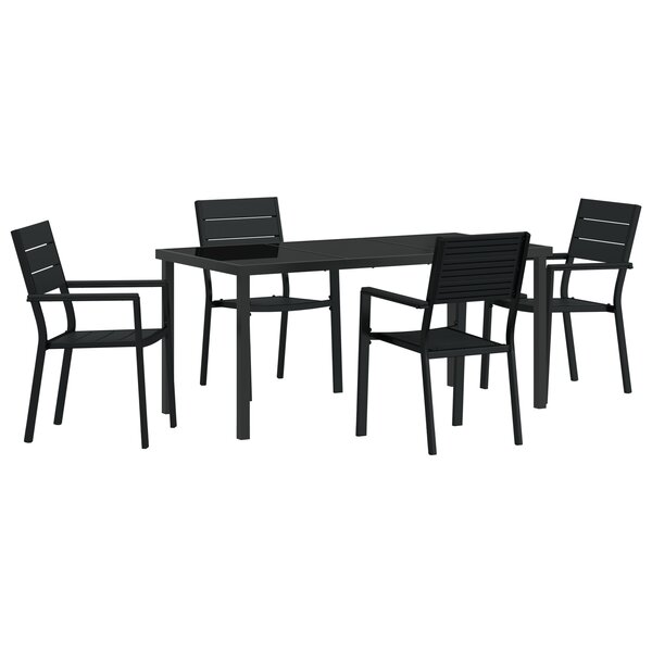 vidaXL Ensemble de Salle à Manger de Jardin 5 Pièces Noir HDPE