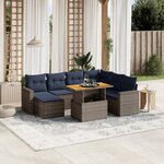 vidaXL Salon de jardin 8 Pièces avec coussins gris résine tressée