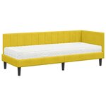 vidaXL Cadre de lit d'angle avec matelas 2 Pièces Jaune Velours