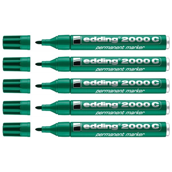 Marqueur Permanent 2000C Corps Alu Vert pointe Ronde 1 5-3 mm x 5 EDDING
