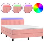 vidaXL Sommier à lattes de lit avec matelas et LED Rose 140x190 cm