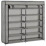 vidaXL Armoire à chaussures avec housse Gris 115x28x110 cm Tissu