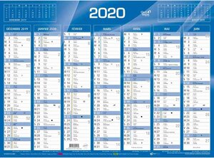 Calendrier de banque 14 mois 550 x 405 mm Bleu Quovadis