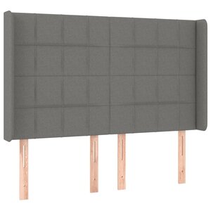 vidaXL Tête de lit avec oreilles Gris foncé 147x16x118/128 cm Tissu