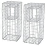 vidaXL Jardinière/Poteau de panier gabion 2 Pièces Acier 50x50x120 cm
