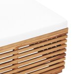 vidaXL Table et repose-pied de jardin avec coussin crème Bois de teck