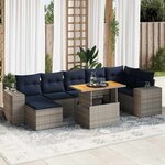 vidaXL Salon de jardin 8 Pièces avec coussins gris résine tressée