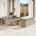 vidaXL Ensemble de canapé de jardin 11 Pièces Beige polyrotin
