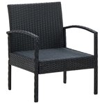vidaXL Salon de jardin 5 Pièces avec coussins résine tressée noir