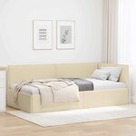 vidaXL Cadre de lit d'angle avec tête de lit Crème 80 x 200 cm tissu