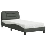 vidaXL Lit avec matelas gris foncé 90x190 cm tissu