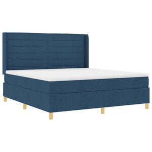 vidaXL Lit à ressorts avec bandes LED Bleu 180 x 200 cm tissu