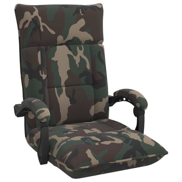 vidaXL Fauteuil de sol ajustable Vert armée Tissu
