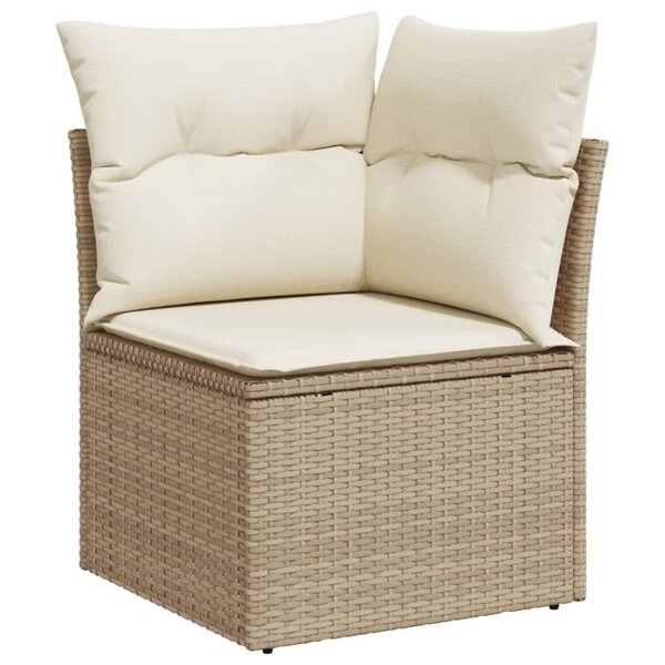 vidaXL Canapé d'angle de jardin avec coussins beige résine tressée