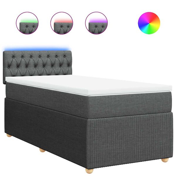 vidaXL Sommier à lattes de lit avec matelas Gris foncé 90x200 cm Tissu