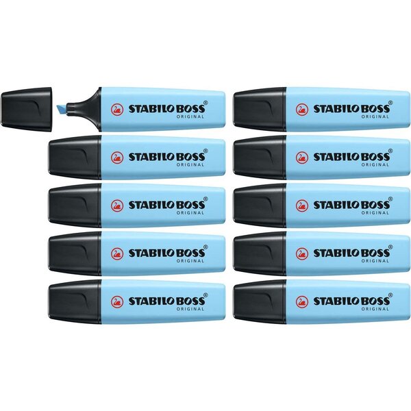 Surligneur BOSS ORIGINAL Pastel fraicheur de bleu x 10 STABILO