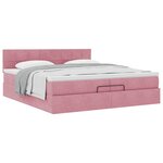 vidaXL Cadre de lit ottoman avec matelas rose 200x200 cm velours
