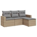 vidaXL Salon de jardin avec coussins 4 Pièces beige résine tressée