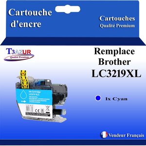 T3AZUR- Cartouche compatible avec Brother LC3217 / LC3219 XL Cyan pour Brother MFC-J6930DW MFC-J6935DW MFC-J6935DWF