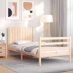vidaXL Cadre de lit avec tête de lit simple bois massif