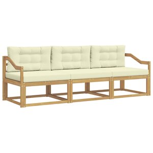 vidaXL Ensemble de canapés d'extérieur 3 Pièces Blanc et crème Polyester