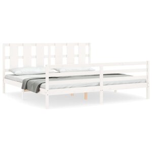 vidaXL Cadre de lit sans matelas blanc bois massif