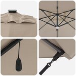 vidaXL Parasol déporté Roma de avec LEDs Taupe 286x285x270 cm Aluminium