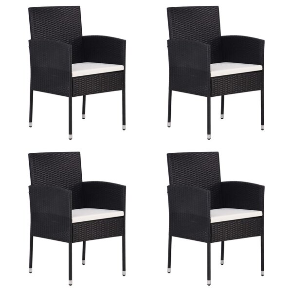 vidaXL Chaises de jardin coussins blanc crème 4Pièces noir résine tressée