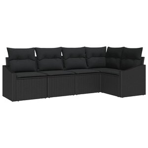 vidaXL Ensemble de Canapés avec coussin 5 Pièces Noir polyrotin