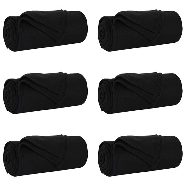 vidaXL Couvertures à jeter 6 Pièces Noir 200 x 150 cm Toison
