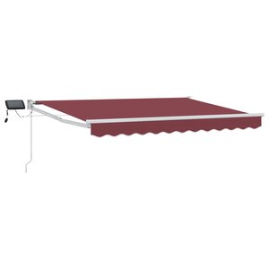 vidaXL Store rétractable manuel avec LEDs Bourgogne et Blanc 3 x 2 5 m