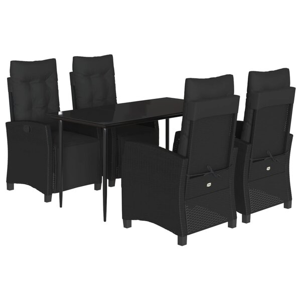 vidaXL Ensemble à manger de jardin coussins 5Pièces Noir Résine tressée