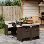 vidaXL Ensemble à manger de jardin 5 Pièces et coussins marron poly rotin