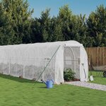 vidaXL Serre avec cadre en acier blanc 28 m² 14x2x2 m
