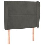 vidaXL Tête de lit avec oreilles Gris foncé 93x23x118/128 cm Velours