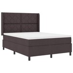 vidaXL Lit à ressort LED avec matelas Marron foncé 140 x 200 cm tissu