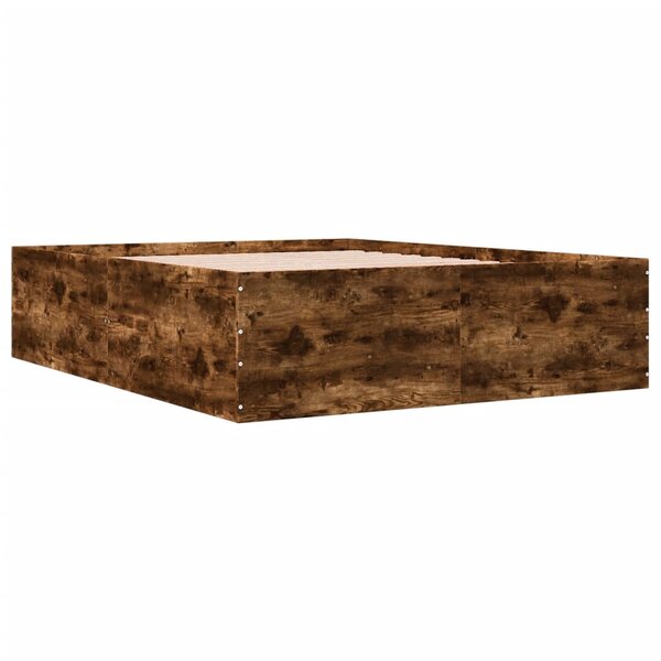 vidaXL Cadre de lit chêne fumé 160x200 cm bois d'ingénierie