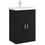 vidaXL Meuble sous lavabo de salle de bain Chêne noir