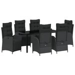vidaXL Ensemble de salle à manger pour jardin 7 Pièces Noir Poly rotin