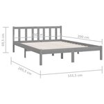 vidaXL Cadre de lit sans matelas gris bois de pin massif
