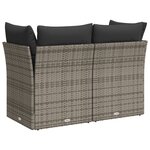 vidaXL Canapé de jardin 2 places avec coussins gris résine tressée